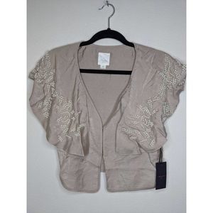 Line & Dot NWT Tan Bolero With Pearls M